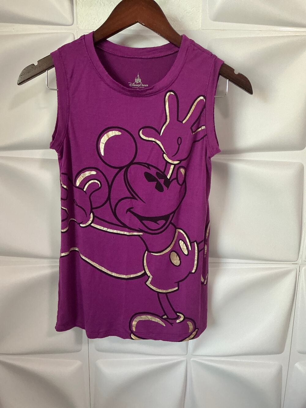Disney Parks Purple Gold Graphic Mickey Mouse Tank Top Women's Size XS
